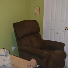 Our chair - my christmas gift last year. A beautiful Laz-Y-Boy recliner/glider.